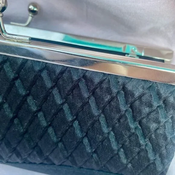 Black Evening Bag Purse Small Clutch Chain Strap​​​​​ - Picture 2 of 10